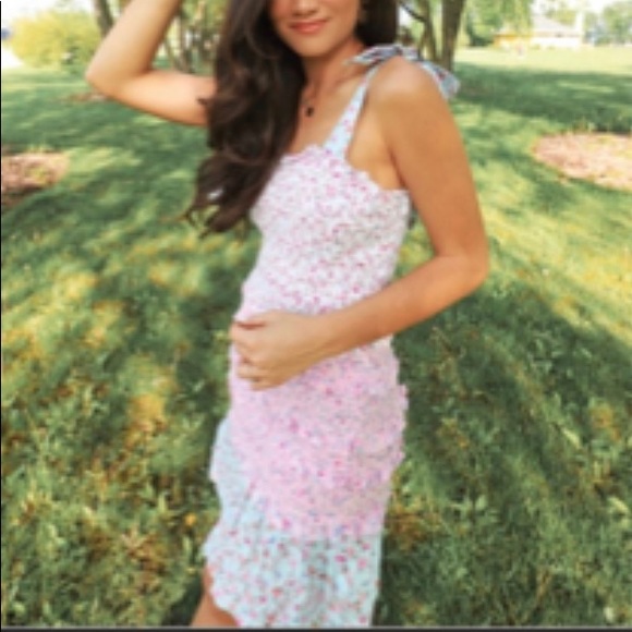 ✨💫💕 LoveShackFancy Adeline Mixed Floral Print Smocked Ruffle Mini Dress 💕💫✨ - Picture 12 of 16